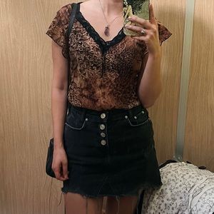 UO Distressed Denim Skirt